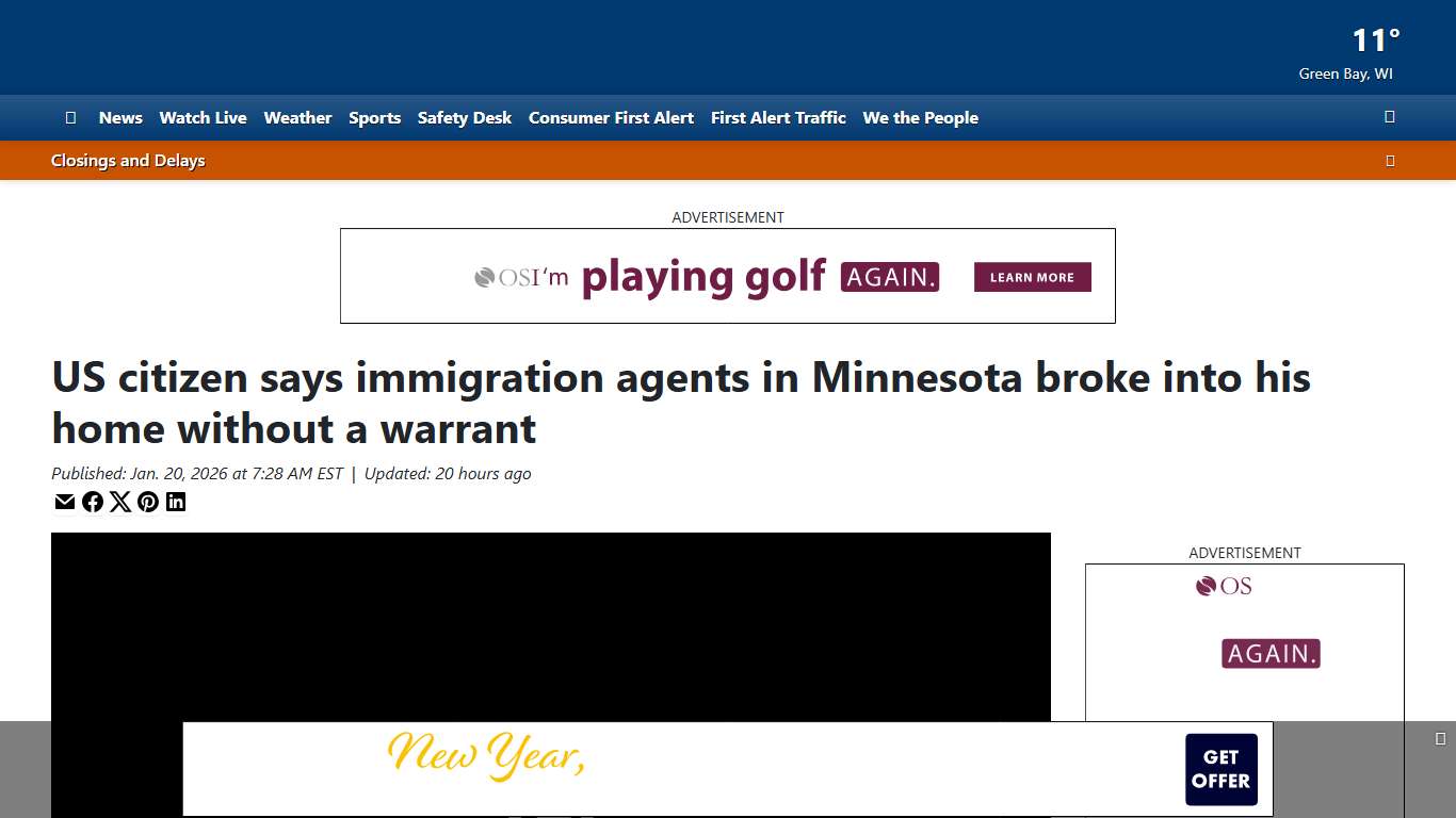 US citizen says immigration agents in Minnesota broke into his home without a warrant