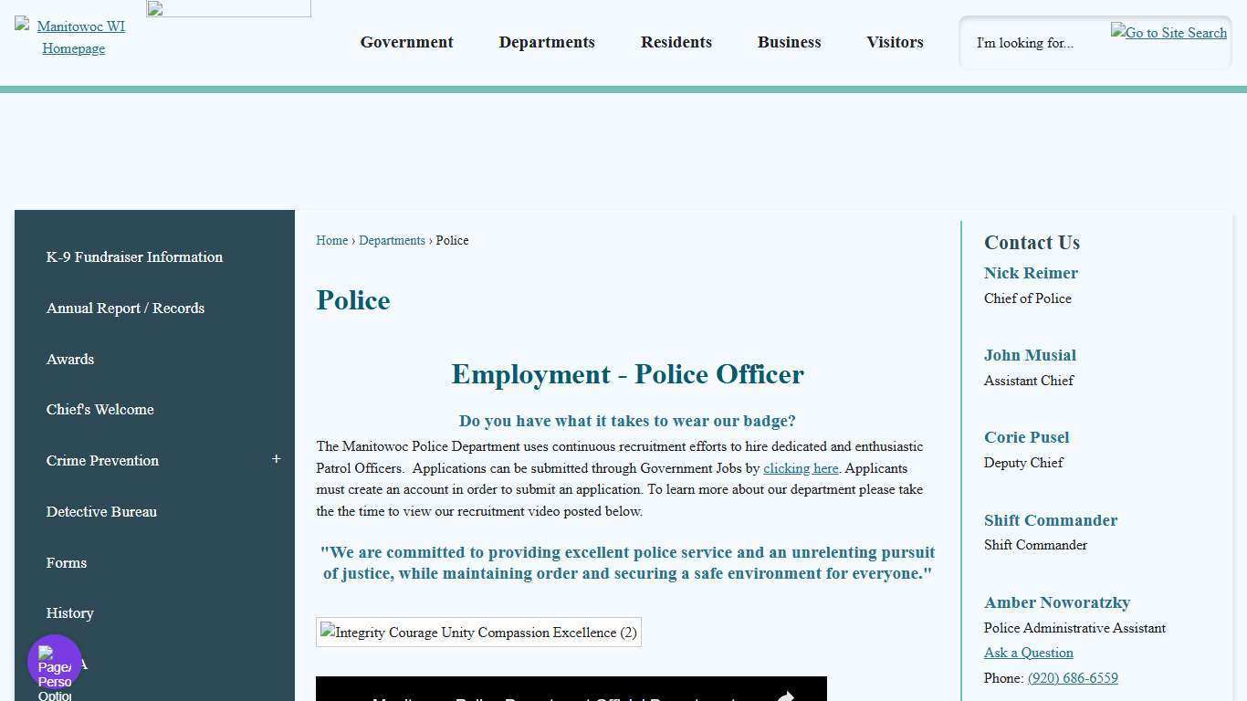 Police | Manitowoc, WI - Official Website